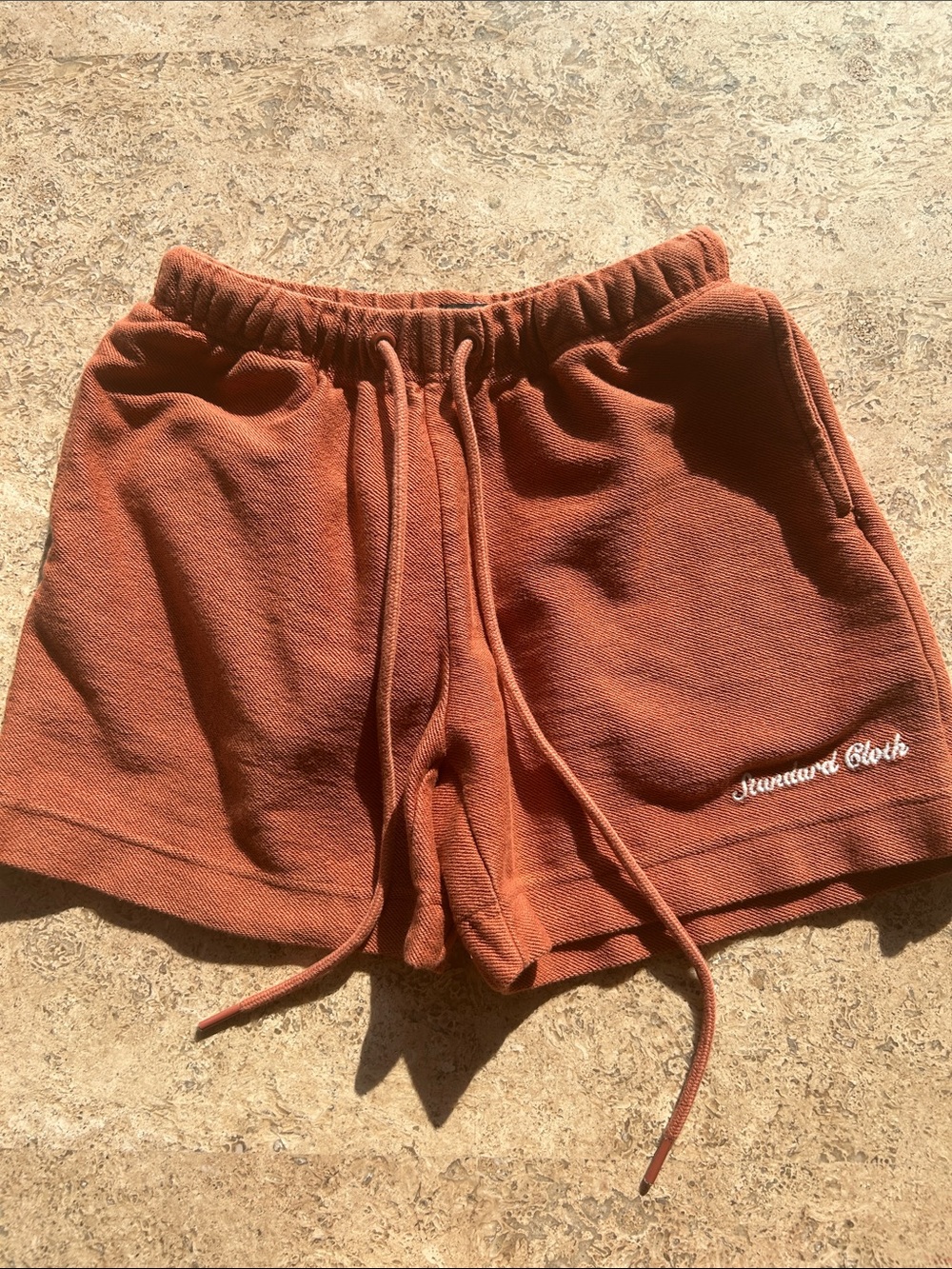 Standard Cloth Men's Athletic Drawstring Shorts in Rust